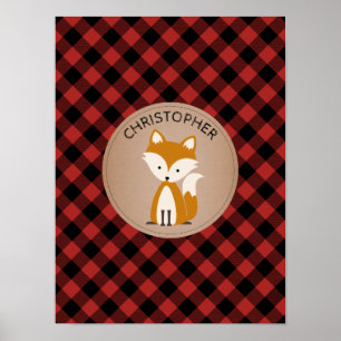 Poster Baby Fox Plaid Infirmière personnalisée