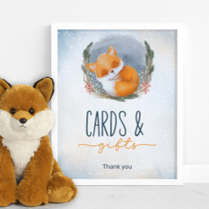 Poster Baby Fox Snowly Hiver cartes et cadeaux Baby showe