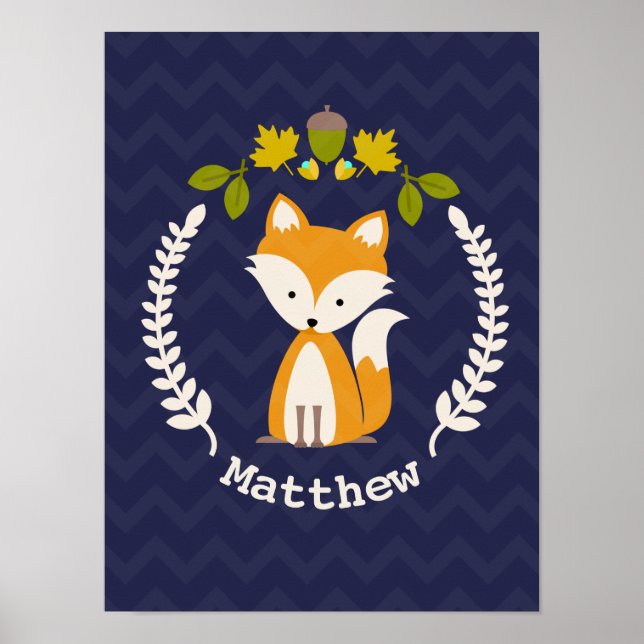 Poster Baby Fox Wreath Infirmière personnalisée Artwork - (Devant)
