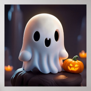 Poster Baby Ghost Déplaisant mignon caractère Halloween