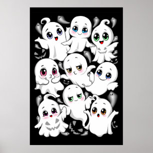 Poster Baby Ghosts Éffrayant mignon Halloween humeur