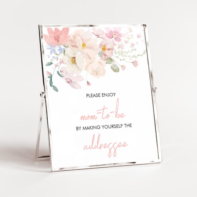 Poster Baby in Bloom Blush Pink Enveloppe Station (Blush Pink Floral Baby in Bloom Baby Shower Envelope Station Sign)