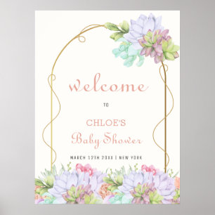Poster Baby In Bloom Boho Arch Cactus Baby shower Bienven