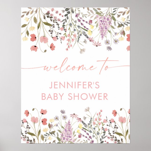 Poster Baby In Bloom Boho Fleur sauvage Baby shower Bienv (Devant)