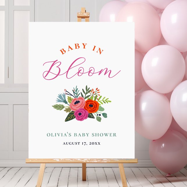 Poster Baby in Bloom Bright Floral Baby shower Welcome (Créateur téléchargé)