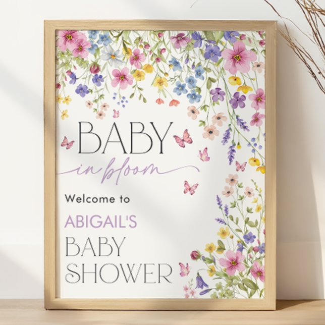Poster Baby in Bloom Butterfly Baby Shower Welcome (Baby in Bloom Butterfly Baby Shower Welcome Poster)