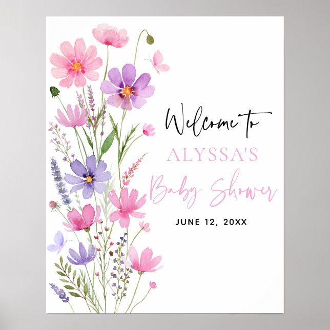 Poster Baby in Bloom Fleur sauvage Baby shower Bienvenue (Devant)