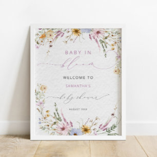 Poster Baby in Bloom Fleur sauvage Baby shower Bienvenue