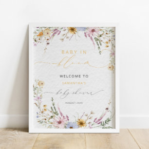 Poster Baby in Bloom Fleur sauvage Baby shower Bienvenue
