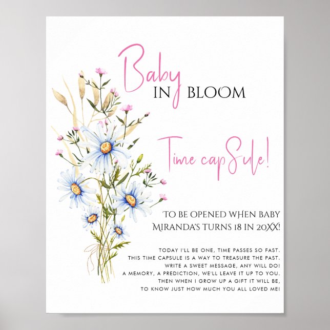 Poster Baby In Bloom Fleur sauvage Baby shower temps Caps (Devant)