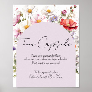 Poster Baby in Bloom Fleur sauvage Baby shower temps Caps