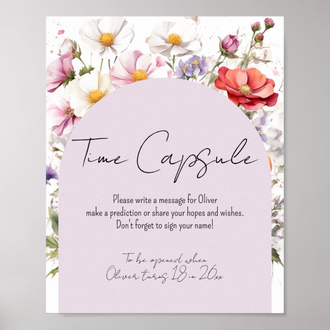 Poster Baby in Bloom Fleur sauvage Baby shower temps Caps (Devant)