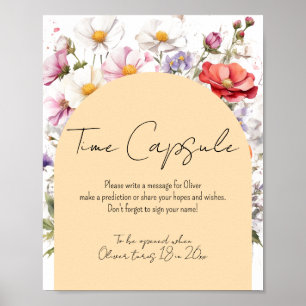 Poster Baby in Bloom Fleur sauvage Baby shower temps Caps