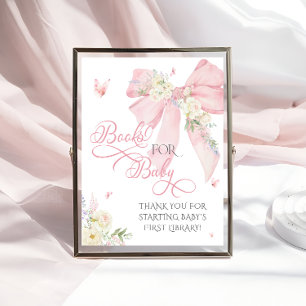Poster Baby in Bloom Pink Bow Livres floraux pour bébé