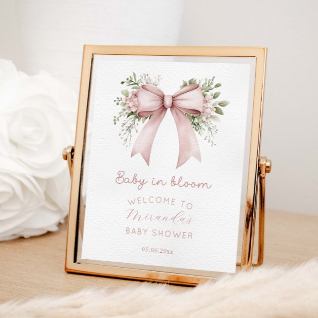 Poster Baby In Bloom Rose Bow Baby shower Bienvenue (Créateur téléchargé)