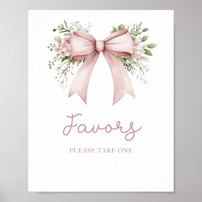 Poster Baby In Bloom Rose Bow Baby shower Faveurs (Devant)