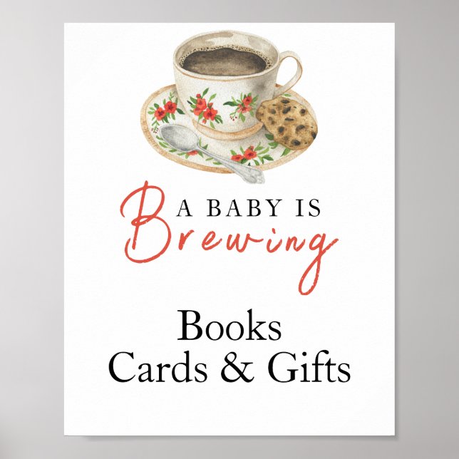 Poster Baby is brewing coffee Cards and gifts baby shower (Devant)