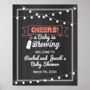 Poster Baby is Brewing Coral & Chalkboard Welcome Shower