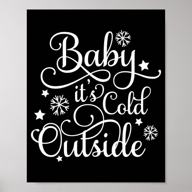 Poster Baby Its Cold Outside Navy Blue Womens Holiday  (Devant)