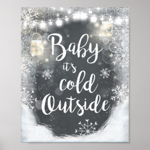 Poster Baby It's Cold Outside Sign Winter Decor Rustic