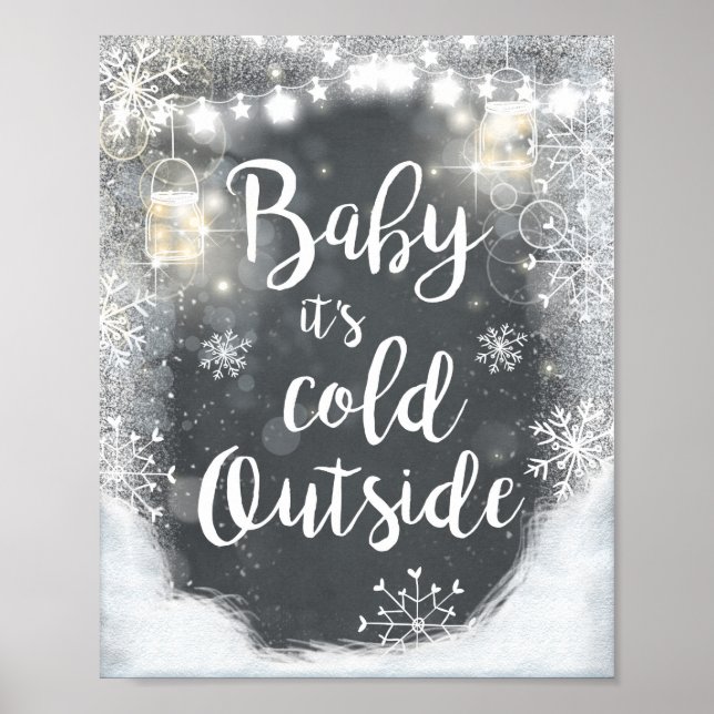 Poster Baby It's Cold Outside Sign Winter Decor Rustic (Devant)