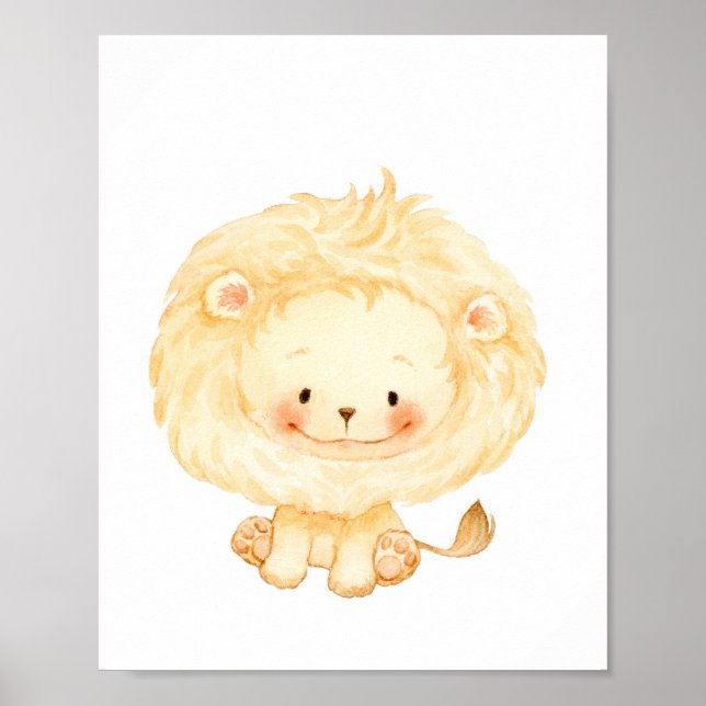 Poster Baby Lion Nursery Wall Art (Devant)