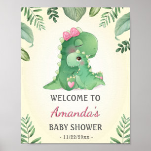 Poster Baby Momma Dinosaures rose Baby Girl Douche Bienve