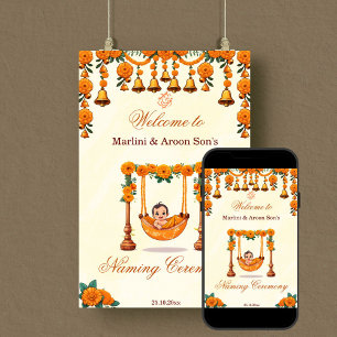 Poster Baby Naming Cradle Indian Ceremony signe de bienve