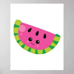 Poster Baby Nursery Kawaii Moderne pastèque Fruit d'été