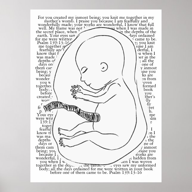 Poster Baby Outline avec Psaume 139:13-16 (Devant)
