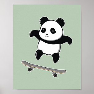 Poster Baby Panda Skateboard