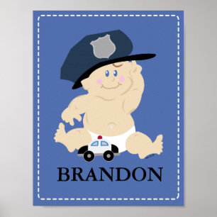 Poster Baby POLICE OFFICER Nursery Room Art Imprimer Cade
