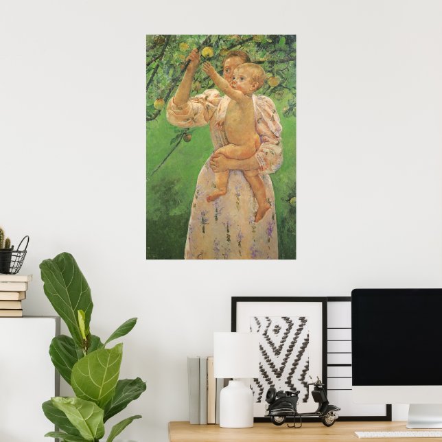 Poster Baby Reaching for an Apple par Mary Cassatt (Bureau à domicile)