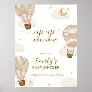 Poster Baby shower à ballon à air chaud Neutral Boho Bien