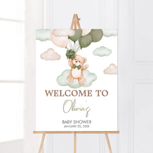 Poster Baby shower à bulle pour bébé vert Bienvenue