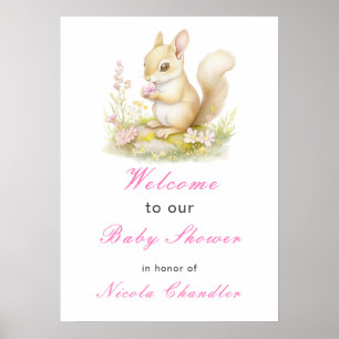 Poster Baby shower à écureuil de printemps