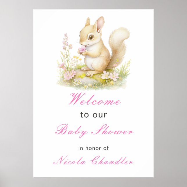 Poster Baby shower à écureuil de printemps (Devant)
