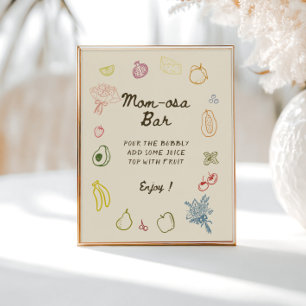 Poster Baby shower à main levée localement - barre Maman-