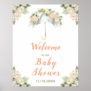 Poster Baby shower à parapluies florales