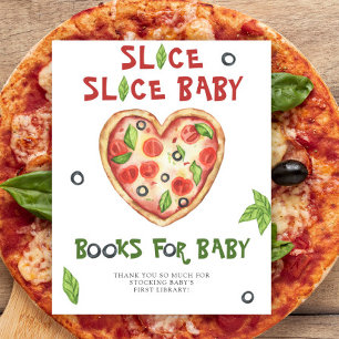 Poster baby shower à pizza aquarelle - livres pour bébé