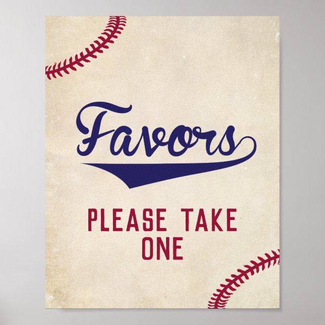 Poster Baby shower À Thème De Baseball Faveurs Prendre Un (Devant)