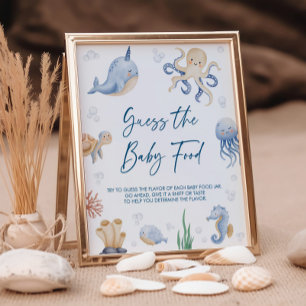 Poster Baby shower À Thème Océan Guess Le Bébé Panneau Al