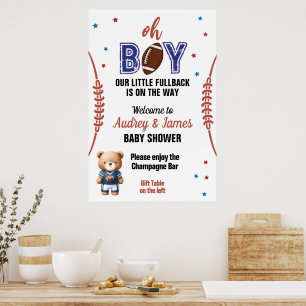 Poster Baby shower à thème Oh Boy Football