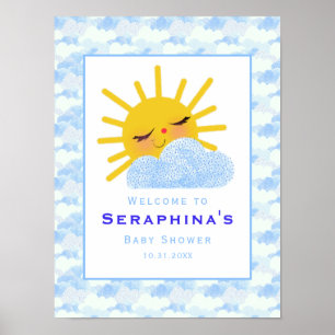 Poster Baby shower Abstrait de Motif de nuage solaire