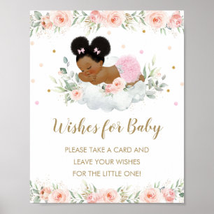 Poster Baby shower afro africain mignon souhaits pour béb