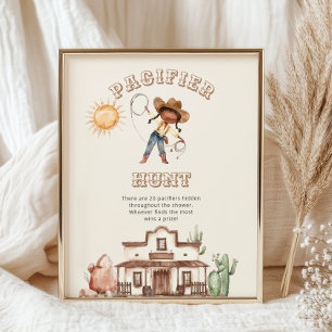Poster Baby shower Afro Cowgirl Ranch chasse pacifique