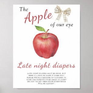 Poster Baby-shower Apple - Jeu de couches de nuit