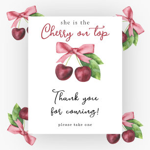 Poster Baby shower aquarelle cerises - Merci