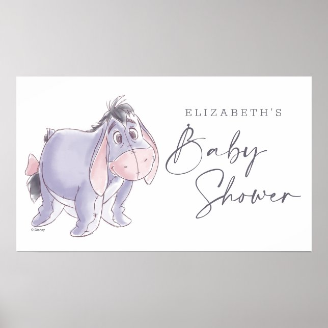 Poster Baby Shower Aquarelle Eeyore (Devant)