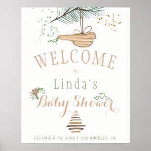 Poster Baby shower aquarelle rustique moderne sur le thèm